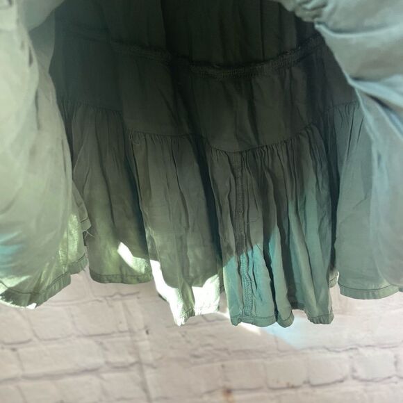 Aerie Sweet N’ Silky Tiered Mini Skirt Olive Green NWT - Picture 6 of 13